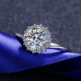 Flower Bud Design Round 1CT Moissanite Diamond Ring For Women  S925 Sterling Silver Wedding Engagement Jewellery