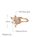 14K Gold Filled Water Drop AAA Zircon Diamonds Luxury New Crystal Flower Women Rings