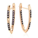 Awesome V-shaped Geometric Design Filled 14K Rose Gold Double Purple AAA Zircon Crystals Drop Quality Earrings