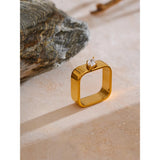 18K Smooth Stainless Steel AAA Zirconia Diamonds Round Square Delicate Trendy Ring