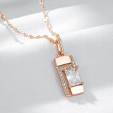 Outstanding Fashion Filled 14K Rose Gold Square AAA Zircon Diamonds Necklace For Women - Luxury Fine Jewellery