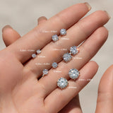 925 Sterling Silver Simple Round Ear Stud Sparkling D Colour Moissanite Stud Earrings