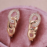 14K Filled Gold Hollow Round Chain With AAA Zircon Diamonds Dangle Elegant Earrings