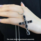 New Graceful Faith Black Stone Pendant, Brand New 925 Sterling Silver Vintage Cross Jewellery For Women - The Jewellery Supermarket