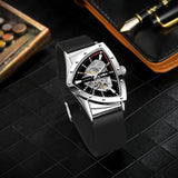 High Range Automatic Mechanical Watches Luminous Luxury Tourbillon Gold Rubber Strap Triangle Skeleton Wristwatches