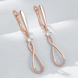 Charming 14K Filled Rose Gold AAA Zircon Diamonds Long Dangle Earrings Fine Jewellery