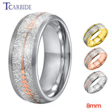 Arrow And White Meteorite Inlay 8MM Multicolor Tungsten Wedding Men Women Rings