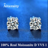 New Silver Moissanite Diamond Studs Earrings Pass Diamond Tester For Men Women