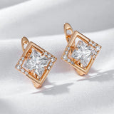 14 Karat Gold Filled Luxury Shiny Square AAA Zircon Princess Cut Diamond Earrings