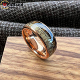 Koa Zebra Wood Antler Steel Arrows Inlay 6/8MM Tungsten Band Rings for Men Women
