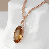 14K Rolled Gold Luxury Big AAA Zircon Brown Blue Greay Green Crystal Luxury Necklace