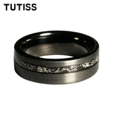Black Meteorite Offset groove Brushed Finish 6/8mm Tungsten Carbide Couple Rings