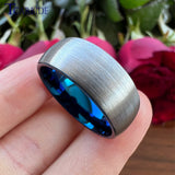 Domed Brushed Multicolor 6mm 8mm Tungsten Engagement Wedding Rings For Women Men
