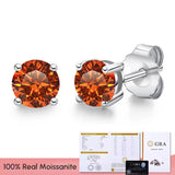 Real 0.1-3CT Moissanite Diamond Stud Earrings Silver Platinum Plated  Fine Jewelry