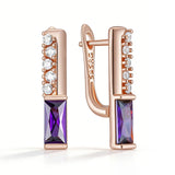 Splendid Purple AAA Zircon Diamonds 14K Filled Gold Drop Square Earrings