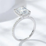 Emerald/Radiant Cut Real Full Moissanite 8*10mm D Color Diamond 925 Sterling Silver Ring for Women Wedding Band