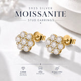7 Stone D Colour VVS1 Moissanite Diamonds Silver Classic Round Stud Earrings