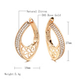 14K Gold Filled New Trendy AAA Zircon Diamonds Drop Unusual Ethnic Pattern Big Earrings