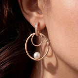14 Karat Gold Filled Pearl Round AAA Zircon Diamonds Micro Wax Setting Earrings For Women