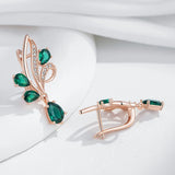 14 Karat Gold Filled Luxury Emerald Green AAA Zircon Diamonds Long Drop Earrings For Women