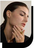 Stainless Steel 18K Gold Plated Geometric Golden Wide Trendy Ring Charm Jewellery