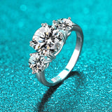 Outstanding 4ct 3 Stone Moissanite Diamonds Rings for Women 18KGP Wedding Engagement S925 Silver Bridal Jewellery