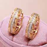 14K Gold Filled Gold AAA Zircon Diamonds Hollow Piercing Big Hoops Exquisite Earrings