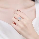 Brilliant 2/1CT Radiant Cut VVS1 D Colour Moissanite Diamonds Silver Engagement Ring