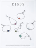 Fashion Silver 12 Month Birthday AAAA Lab Created Diamond Adjustable Chain Rings