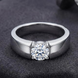 2 Carat D Colour VVS1 Moissanite Diamond Sterling Silver Engagement Unisex Ring