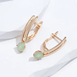 14 Karat Rolled Gold Water Drop Emerald Green AAA Zircon Crystals Dangle Earrings