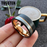 New Arrival Offset Grooved Brushed Black Rose Men Women Tungsten Carbide Comfort Fit Wedding Ring - The Jewellery Supermarket