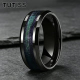 Various Flowing Sand/Green Grass Agate Inlay 8mm Tungsten Carbide Rings