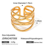 18K Plated Stainless Steel Minimalist Irregular Curve Geometric Curved Ring