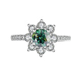 Sunflower Design VVS1 1/2CT Coloured Moissanite Diamonds Engagement Wedding Rings Silver GRA Certified Jewellery
