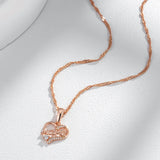 Cute MaMa 14K Rolled Rose Gold AAA Zircon Diamonds Heart Necklace - High Quality Daily Fine Jewellery