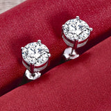 2 Carat 8.0mm D Colour Moissanite Diamond 925 Sterling Silver Stud Earrings