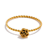 18K Gold Plated Popular Stainless Steel Metal Cast Small Flower Fashion Ring