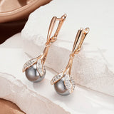 14 Karat Gold Filled Luxury Grey Big Pearl Long Drop Earrings Fine Wedding Jewellery