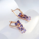 14 Karat Gold Filled Shiny Purple AAA Zircon Crsytals Trendy Drop Earrings For Women