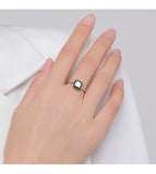 Silver Elegant Black Enamel AAAA Simulated Diamonds Eternal Love Ring - Engagement Wedding Fine Jewellery - The Jewellery Supermarket