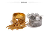 18K Gold Plated Stainless Steel Chain Tassel Adjustable High Quality Charm Stylish Ring