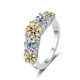 Classic 5 Stones 18KGP 3.6CT Round Moissanite Rings For Women Sparkling Wedding Engagement Sterling Silver Jewellery