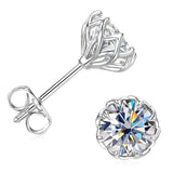 Flower Design D Colour 6mm/8mm Solitaire Moissanite Diamonds Unisex Stud Earrings