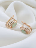 14K Gold Filled New Marquis Eye Fog Green AAA Zircon Crystal Hollow Geometric Earrings
