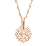 14K Filled Gold Vintage Texture Geometric Elegant Pendant Necklaces Women Fine Jewellery