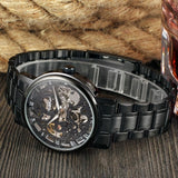 New Luxury Brand Black Skeleton Mechanical Luminous Pointers Busienss Automatic Stainless Steel Watches - The Jewellery Supermarket