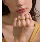 18K Gold Plated Delicate Stainless Steel AAA Zirconia Diamonds Layered Hollow Geometric Ring