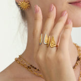 Classic Two-Colour Angel Wings Minimalist 18K Gold Plated Stainless Steel Open Ring