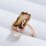 14K Gold Filled Light Brown AAA Zircon Crystal Big Square Ring High Quality Jewellery